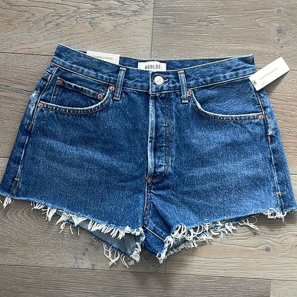 AGOLDE Denim Parker Vintage Cut Off Shorts 26W, 11.25" rise,2.5" inseam•5 Pocket - Picture 2 of 12